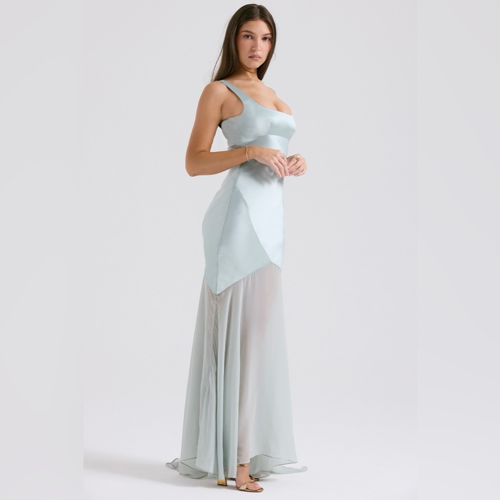House of CB Vittoria Pistachio Chiffon Floor Length Gown - Picture 5 of 11